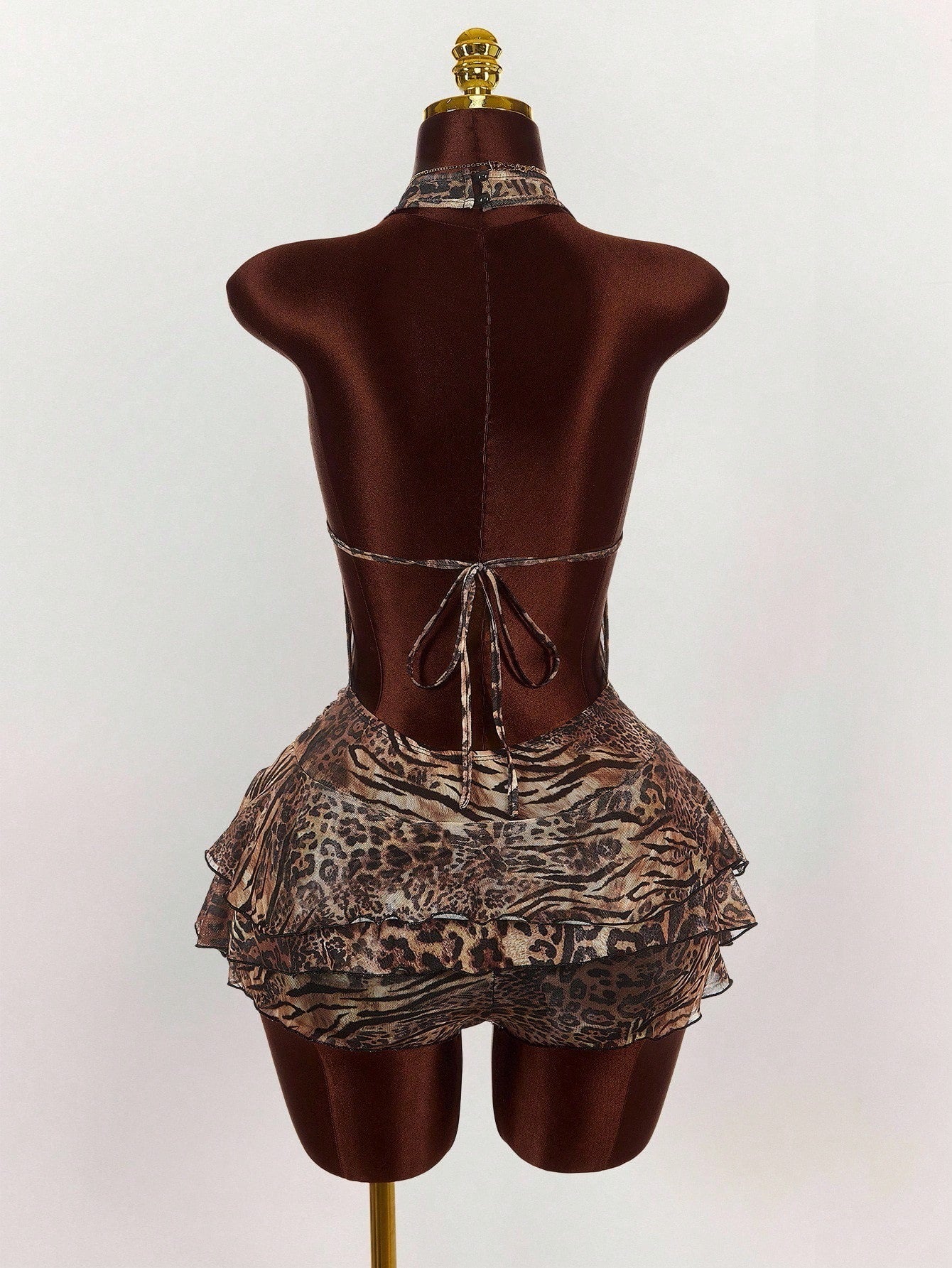 Leopard Print Fitted Halter Neck Dress
