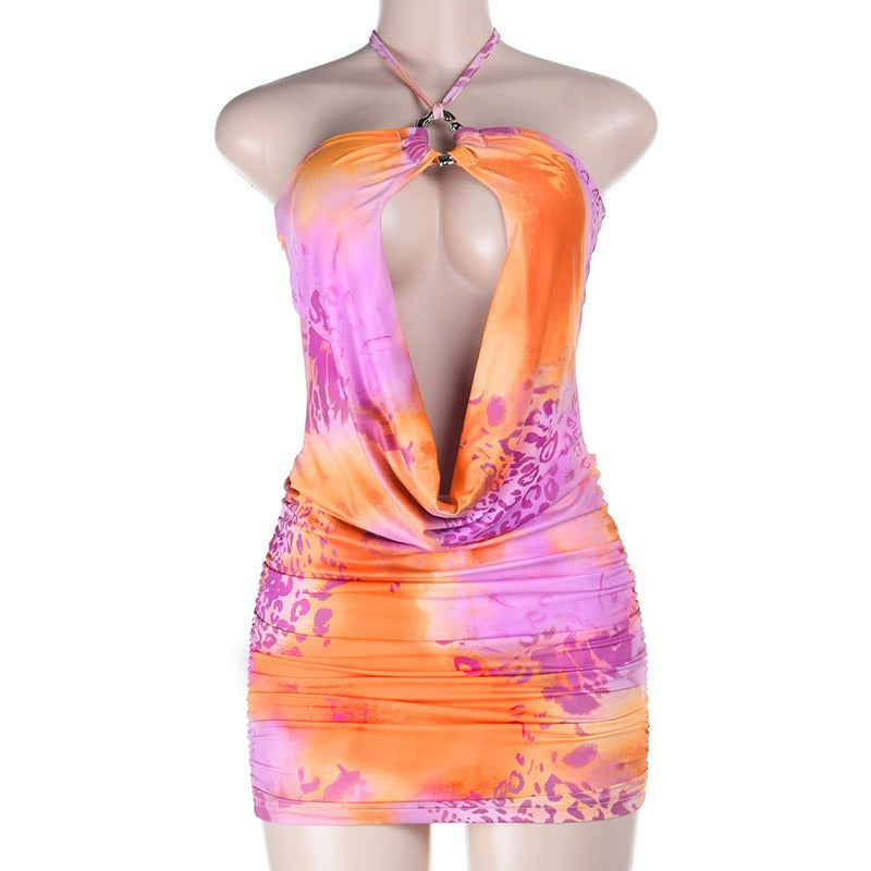 Strapless Cut Out Top Bodycon Sash Mini Skirt 2pcs Set