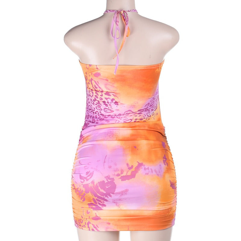 Strapless Cut Out Top Bodycon Sash Mini Skirt 2pcs Set