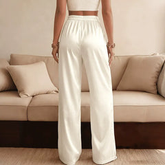 Straight-Leg Trousers With Lace-Panel Pockets