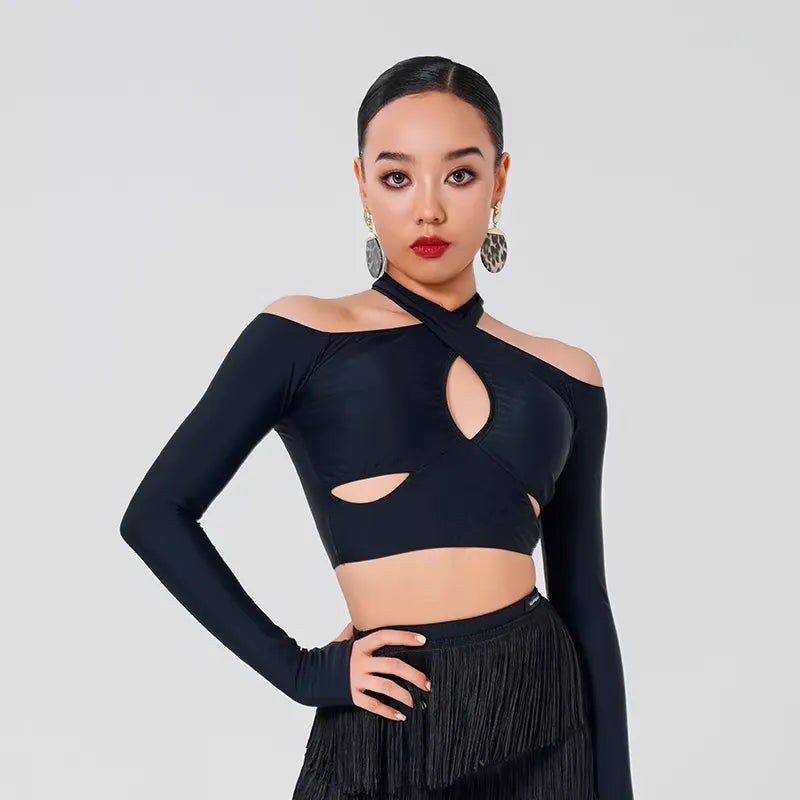 Girls Long-sleeved Dance Tops Practice Bodysuit