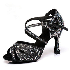 Women's Sparkling Glitter Customized Heel Salsa Latin Ballroom Dance Shoes