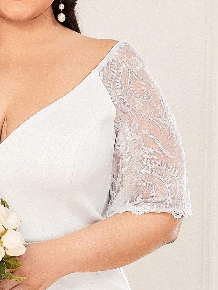 Elegant V Neck Fishtail Evening Gown for Curvy Women