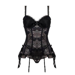 JOSEPHINE LACE CORSET SETCross Hollow Crotchless Fishnet Bodysuits