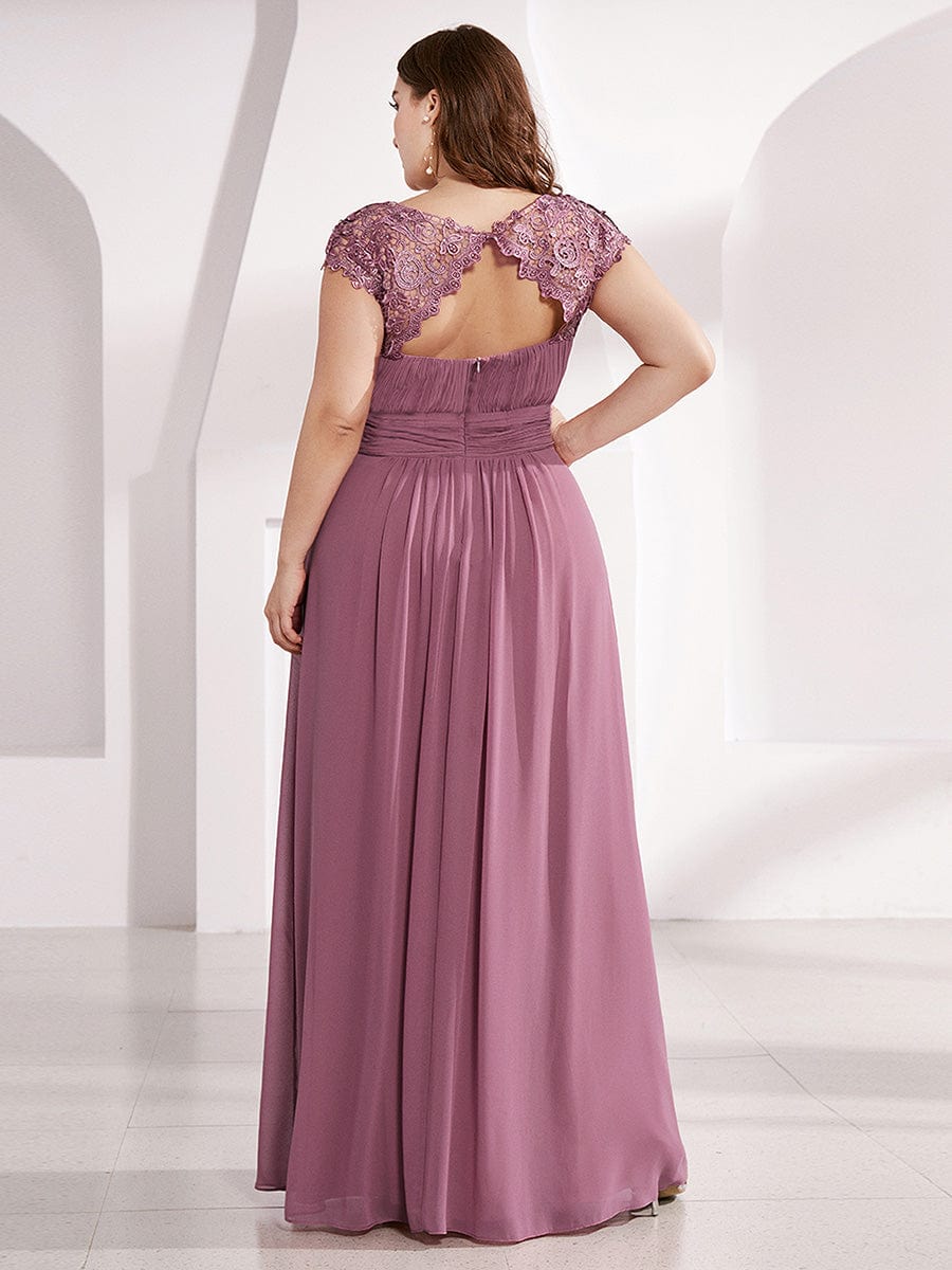 Sophisticated Lace Cap Sleeve Bridesmaid Gown