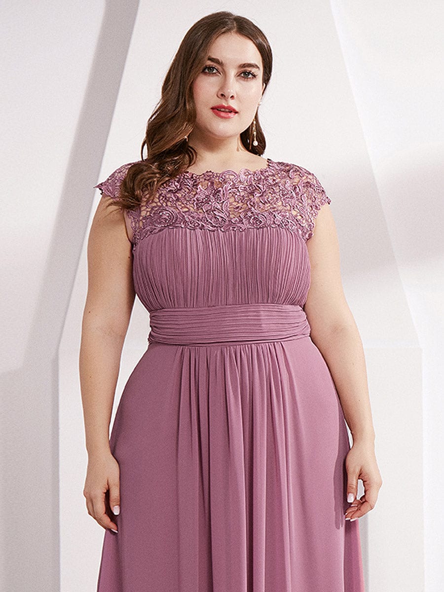 Sophisticated Lace Cap Sleeve Bridesmaid Gown