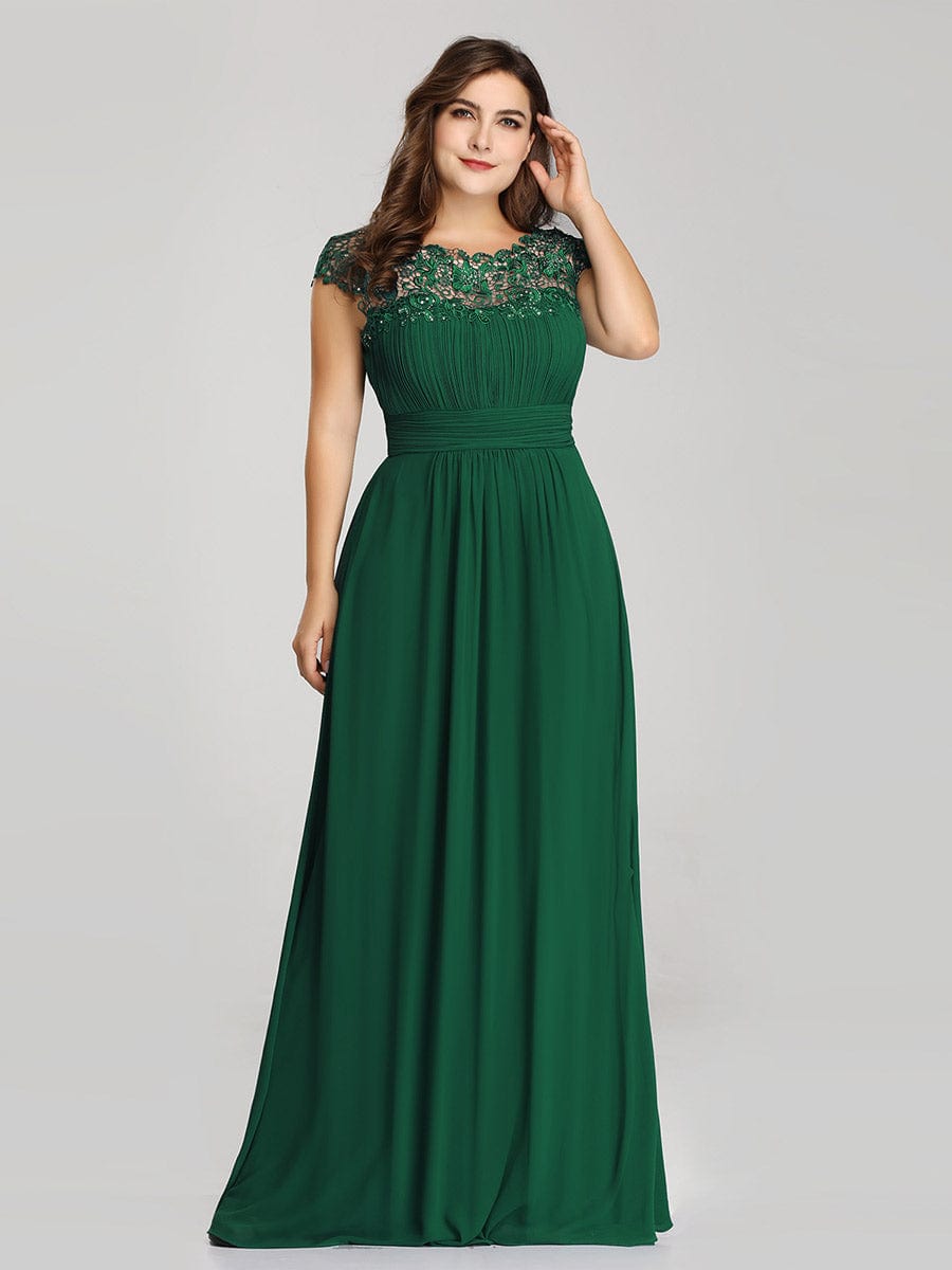 Sophisticated Lace Cap Sleeve Bridesmaid Gown