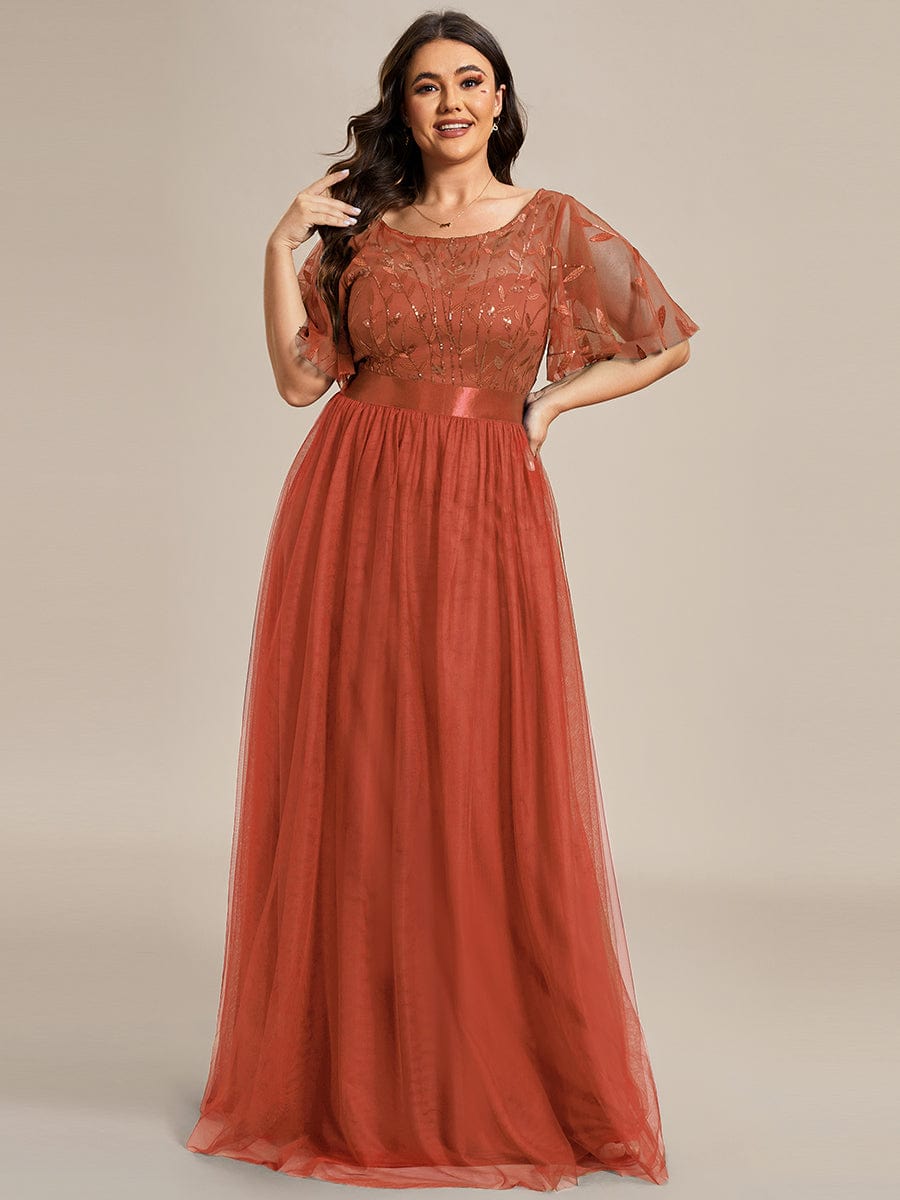 Women's Elegant Embroidered A-Line Floor Length Evening Dress